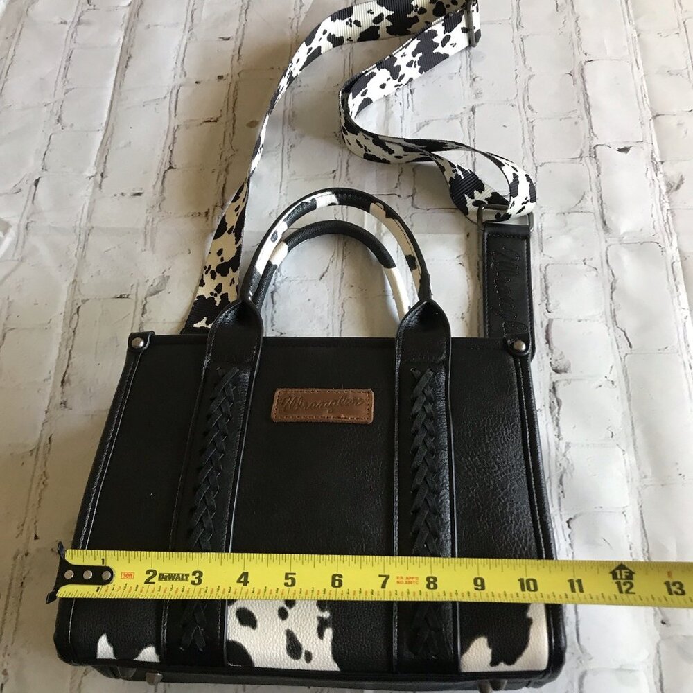 Wrangler Ladies Cow Print Mini Black Crossbody Tote Bag WG102S-8120BK - Picture 5 of 8